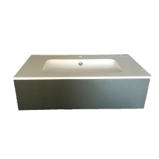 Showroommodel: badmeubel, kolomkast, wastafel en spiegel