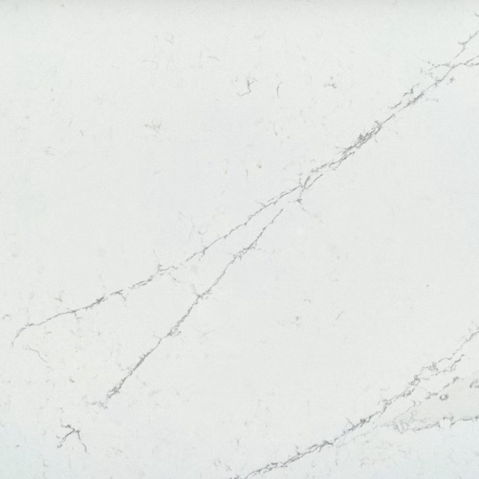 Ethereal Noctis composiet keukenblad – wit blad met diepe grijze en zwarte marmeraders