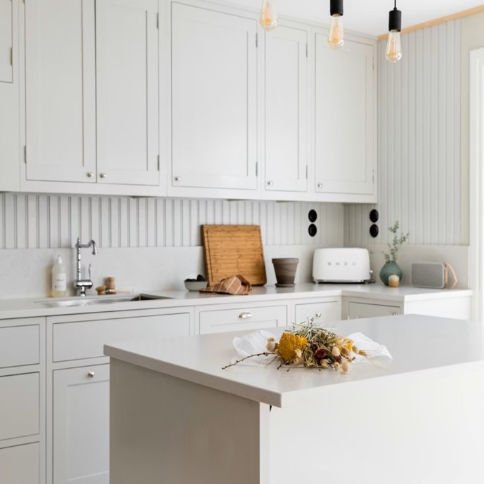 Silestone Composiet Nolita keukenblad – matte wit-grijze steenlook met zachte wolkstructuur