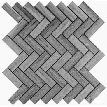 Mosaic Lava visgraat – donkergrijze lavasteenmozaïek in visgraatpatroon