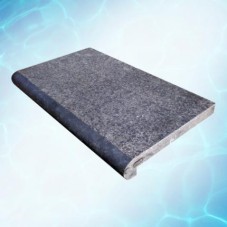 Zwembadrand Basalt, Bullnose, gevlamd/geborsteld Zwembadrand Basalt, Bullnose, gevlamd/geborsteld