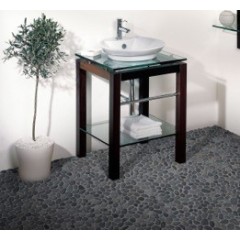 Beachstone Black Mozaïek wand – zwarte kiezelmozaïek met natuurlijke vormen