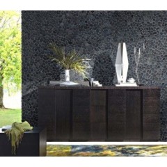 Beachstone Black Mozaïek wand – zwarte kiezelmozaïek met natuurlijke vormen