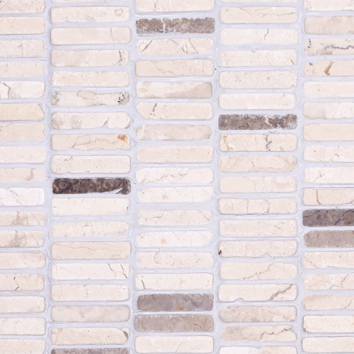 Mosaic Biancone-Perlagrey rijen – lichte natuursteenmozaïek met wit-beige en grijsbeige stripjes