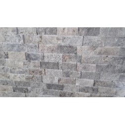 Mozaïek Travertin Silver Select Breuk Ruw – zilvergrijze travertin mozaïek met ruwe breukstructuur