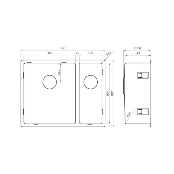 Spoelbak Lorreine Super Plug Serie RVS